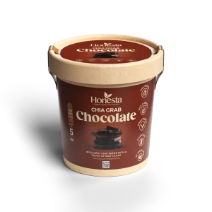 Honesta Chocolate Chia Grab – instant chia seed breakfast pot with raw cacao and coconut milk for a quick healthy breakfast