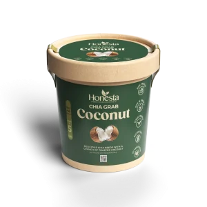 Honesta Coconut Chia Grab – instant chia seed pudding with toasted coconut for a healthy on the go breakfast