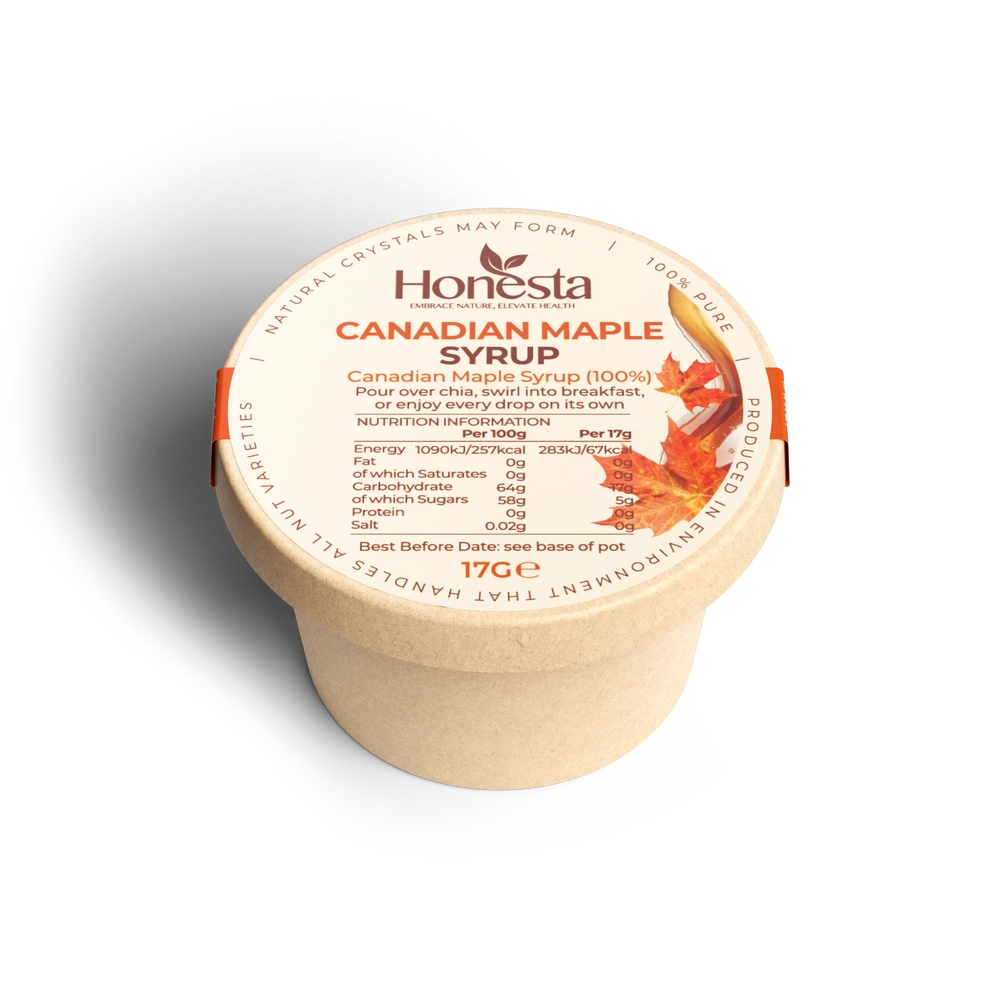 Honesta Canadian Maple Syrup topping pot – 100% pure maple drizzle for chia seed breakfast pots