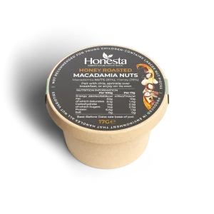 Honesta Honey Roasted Macadamia Nuts topping pot – crunchy sugar free addition for chia seed breakfast pots
