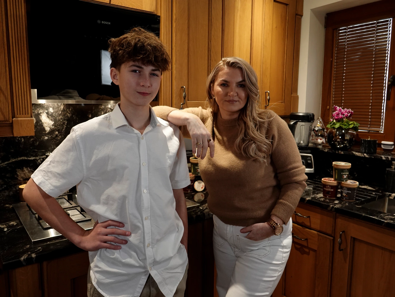 Maggie and Brian, mother and son founders of Honesta, in their family kitchen – creators of instant chia seed breakfast pots